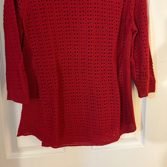 Laura Open Knit Red Sweater Size XL - Picture 4 of 4